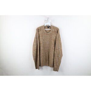 Vintage 90s Streetwear Mens XL Earth Tone Fleck Cable Knit Ribbed Sweater Beige